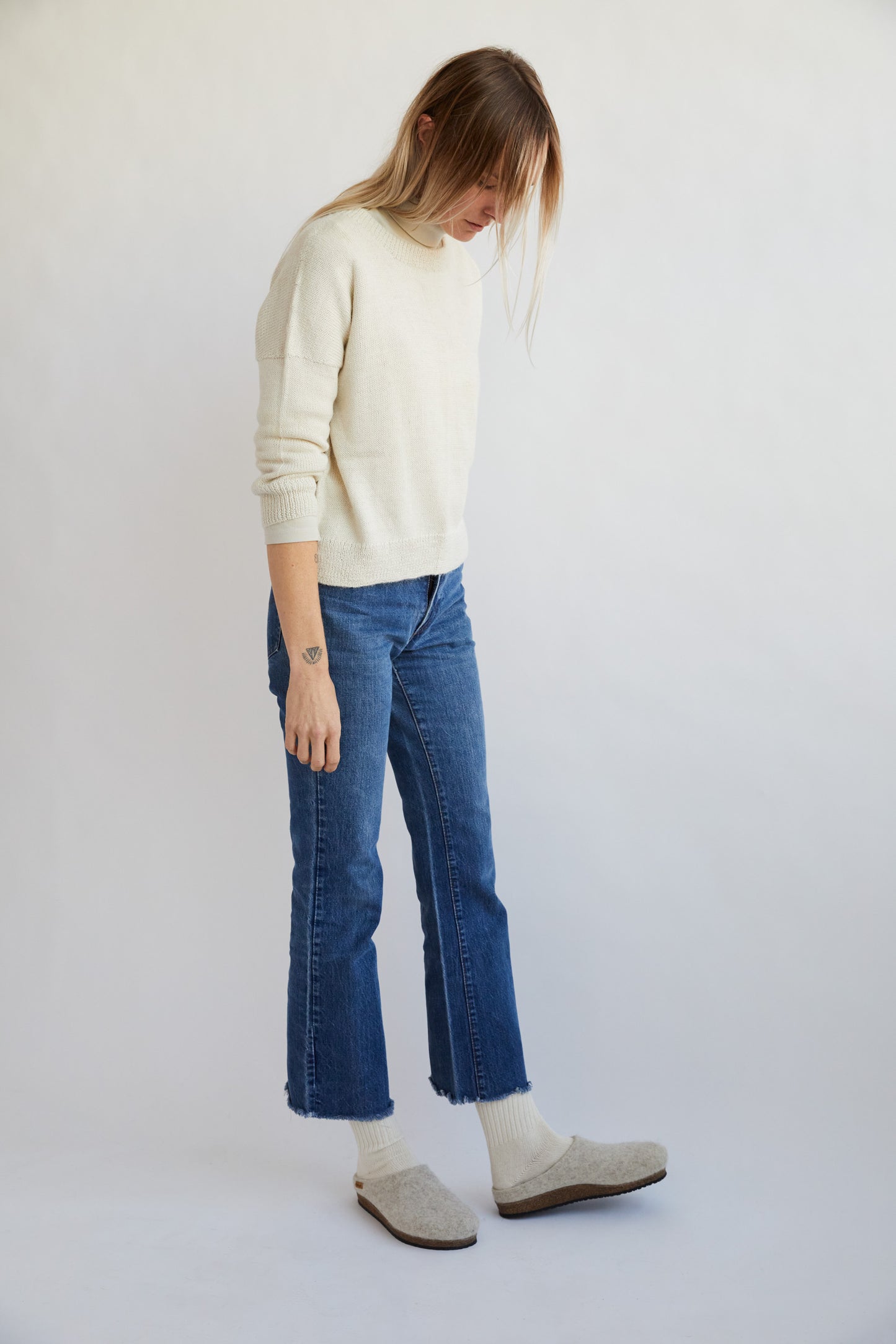 Handknit Alpaca Cropped Sweater