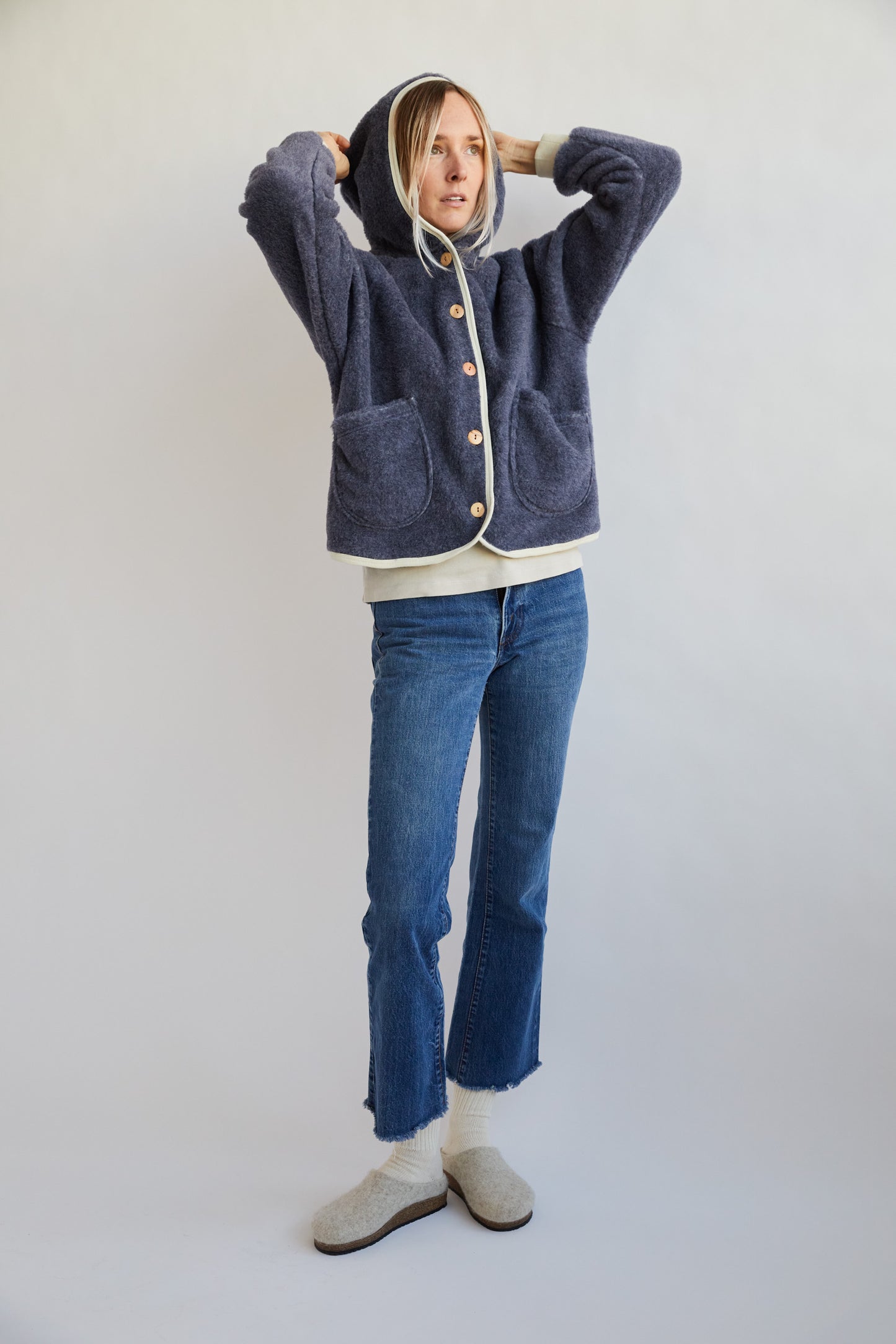 Merino Wool Fleece Women's Hoodie - Denim