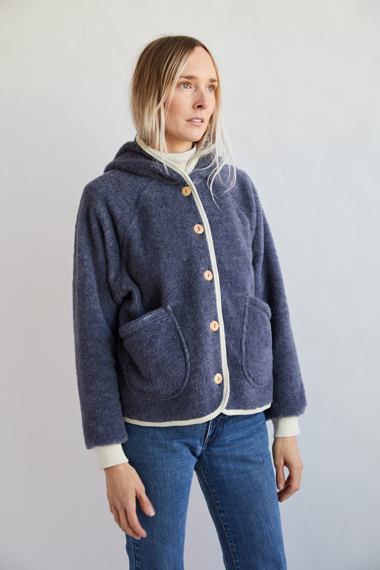 Merino Wool Fleece Women's Hoodie - Denim