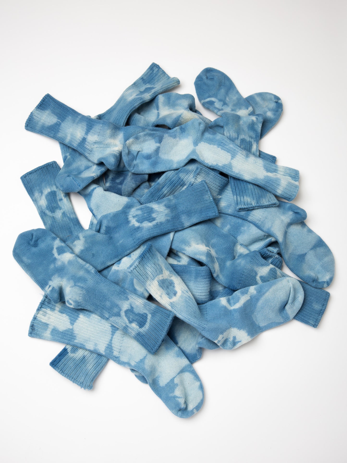 Indigo Tie Dyed Organic Cotton Crew Socks