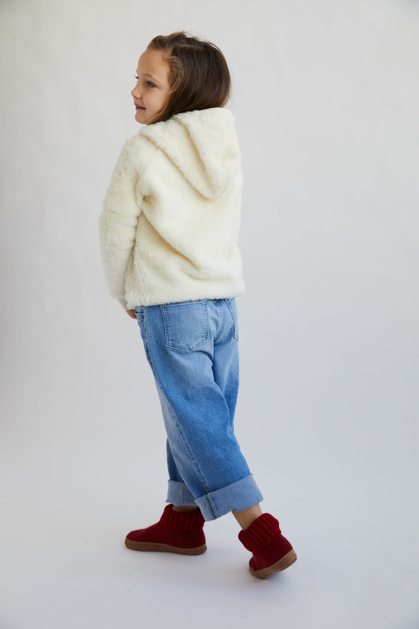 Merino Wool Fleece Kid's Hoodie - Natural
