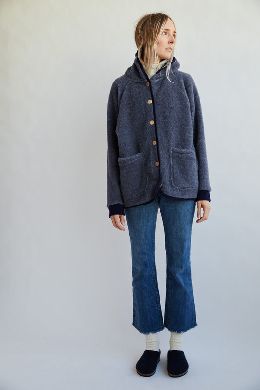 Merino Wool Fleece Unisex Hoodie - Denim/Navy