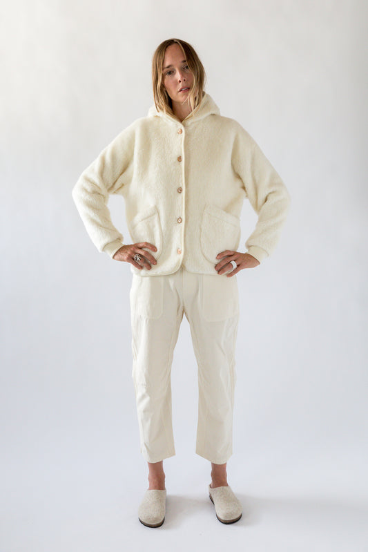 Merino Wool Fleece Women's Hoodie - Natural