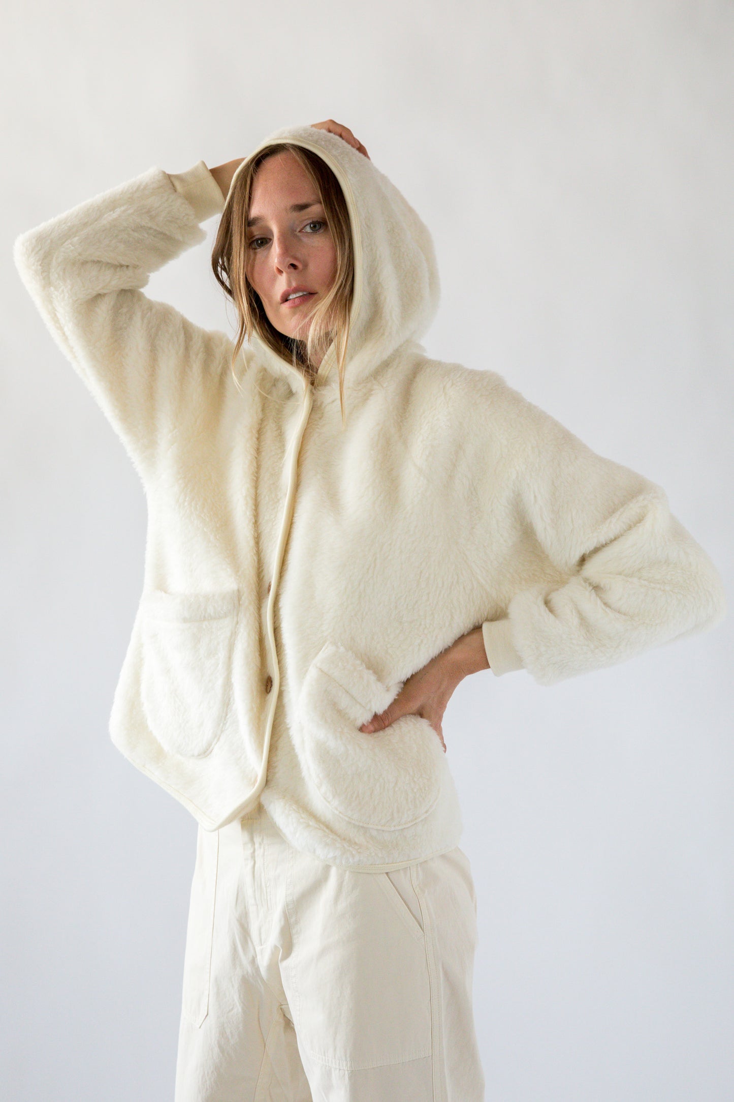 Merino Wool Fleece Women's Hoodie - Natural