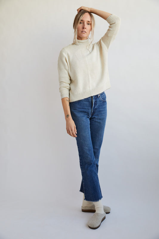 Handknit Alpaca Cropped Sweater