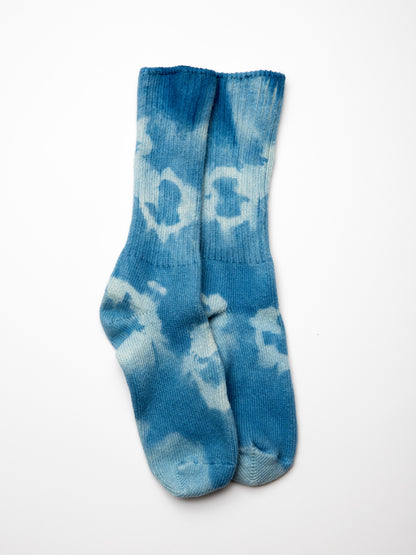 Indigo Tie Dyed Organic Cotton Crew Socks