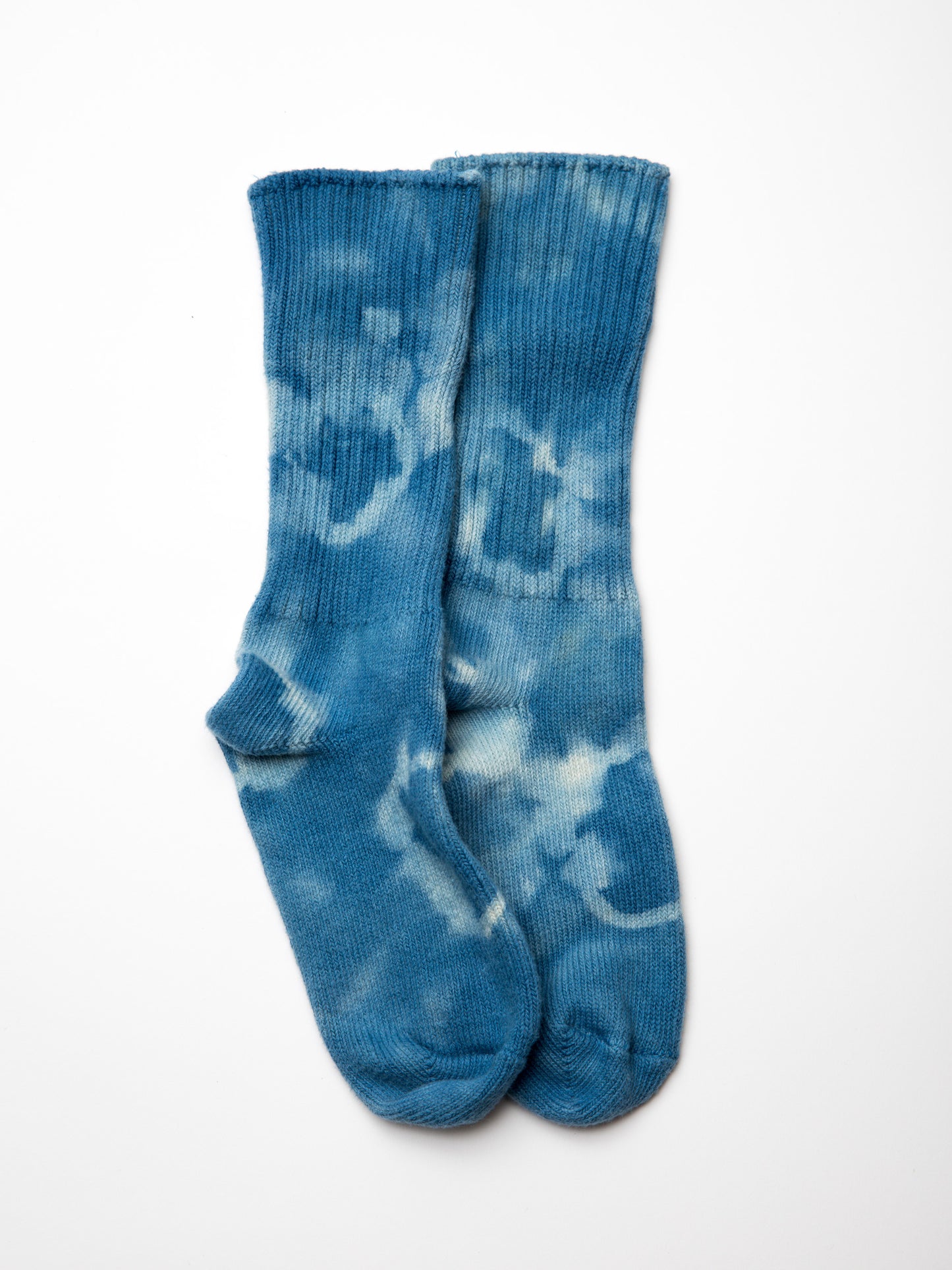 Indigo Tie Dyed Organic Cotton Crew Socks