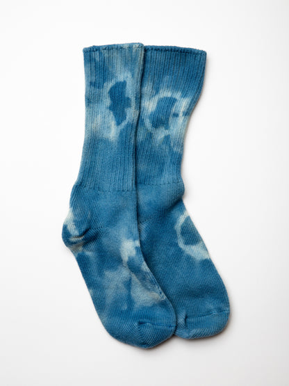 Indigo Tie Dyed Organic Cotton Crew Socks