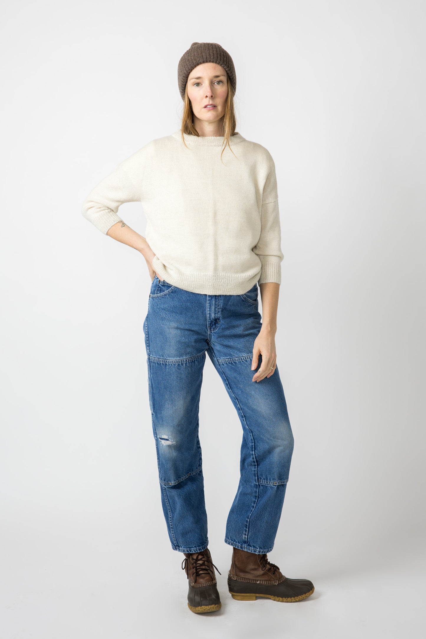 Handknit Alpaca Cropped Sweater