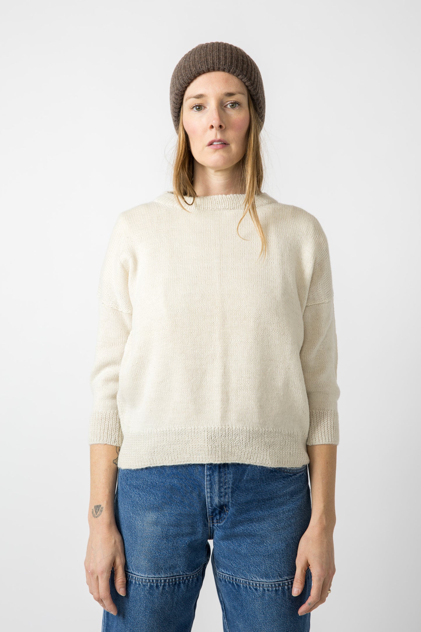 Handknit Alpaca Cropped Sweater