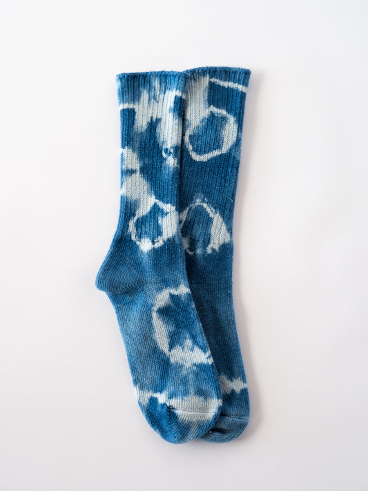 Indigo Tie Dyed Organic Cotton Crew Socks