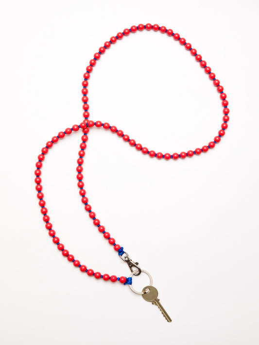 Handykette phone necklace - raspberry red/blue