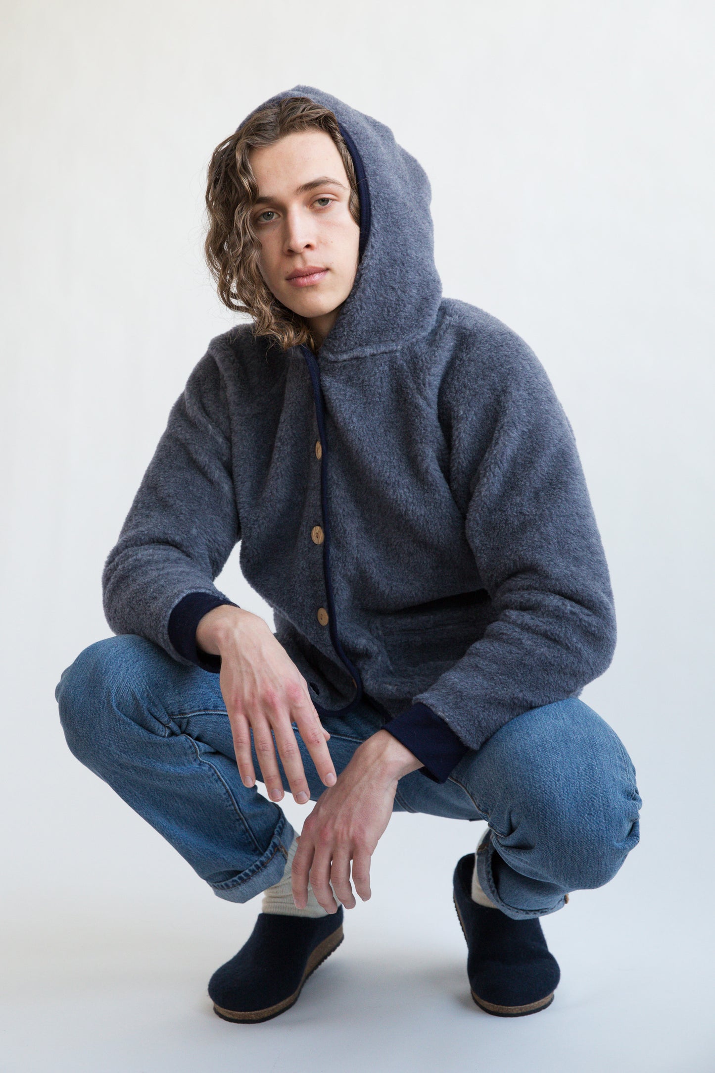 Unisex 100% Merino Wool Hoodie - Denim/Navy