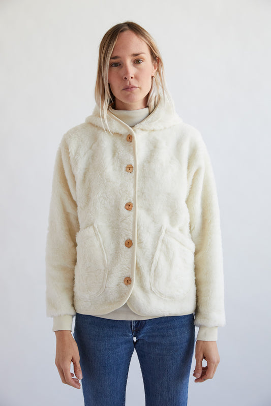 100% Merino Wool Fleece Hoodie - Natural