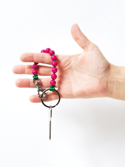 Perlen Short Keychain - pink/green